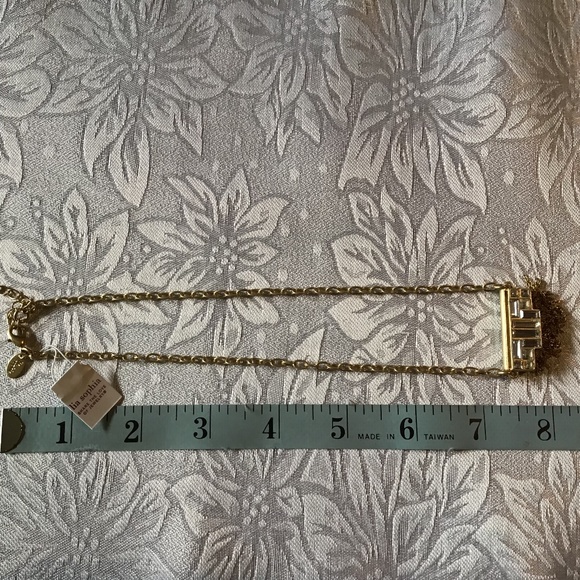 NWT Lia Sophia gold tone necklace with crystal and tassel - Picture 5 of 5